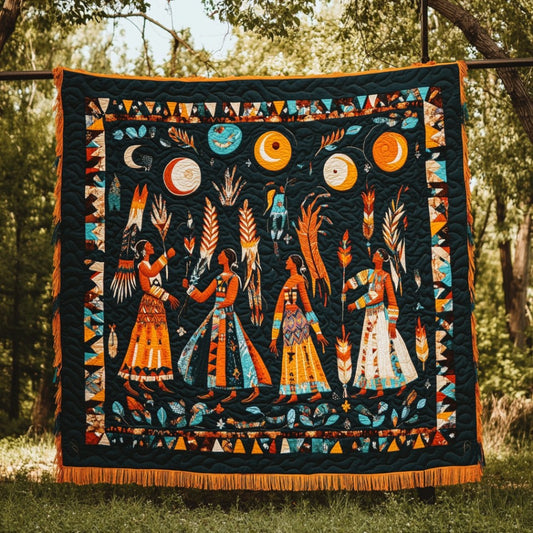 Rynx | Native American Dancing In The Wilderness Quilt