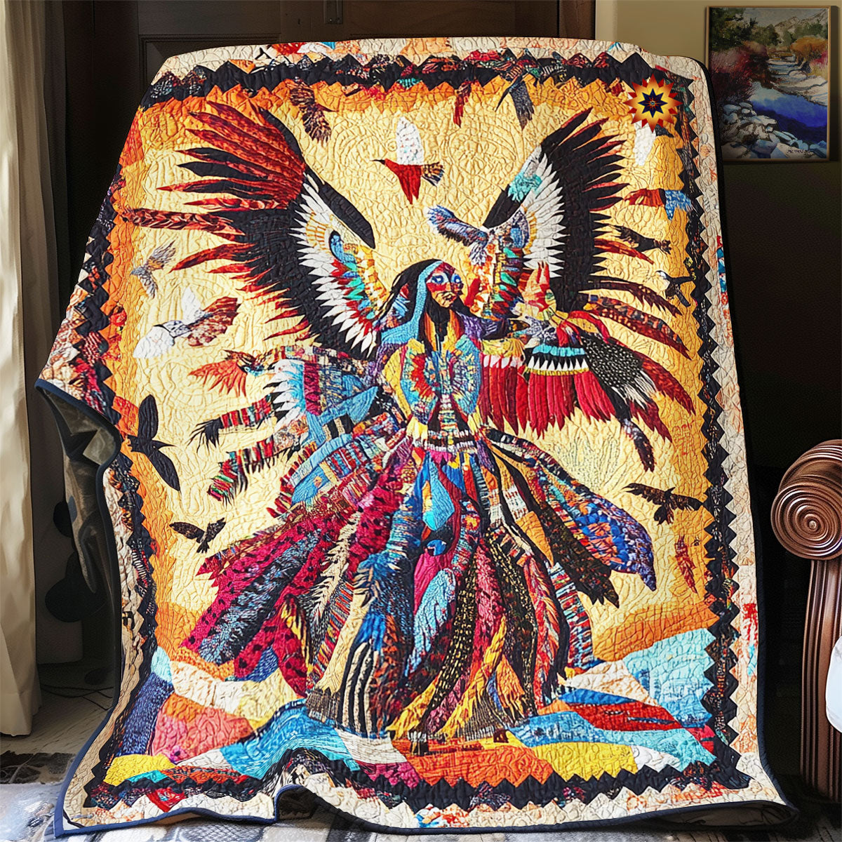 Rynx | Native American Dancing In The Wilderness Quilt