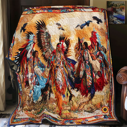 Rynx | Native American Dancing In The Wilderness Quilt