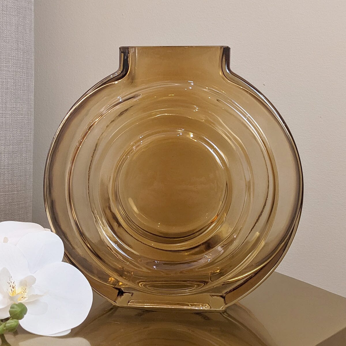 Rynx | Nougat Round Amber Glass Vase