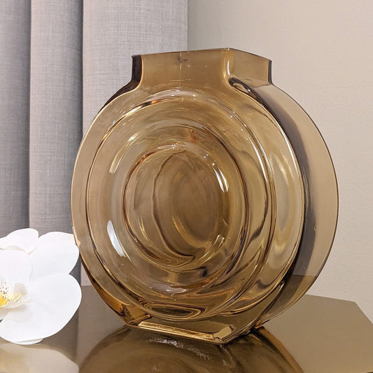 Rynx | Nougat Round Amber Glass Vase
