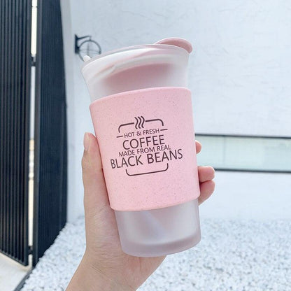Rynx | Shady Kawaii Korean inspired 400ml glass water bottles - Perfect for students and couples