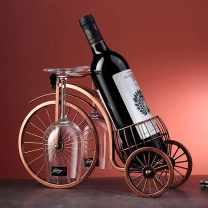 Rynx | Pedal&Pour - Vintage Wine Rack with Glass Holders