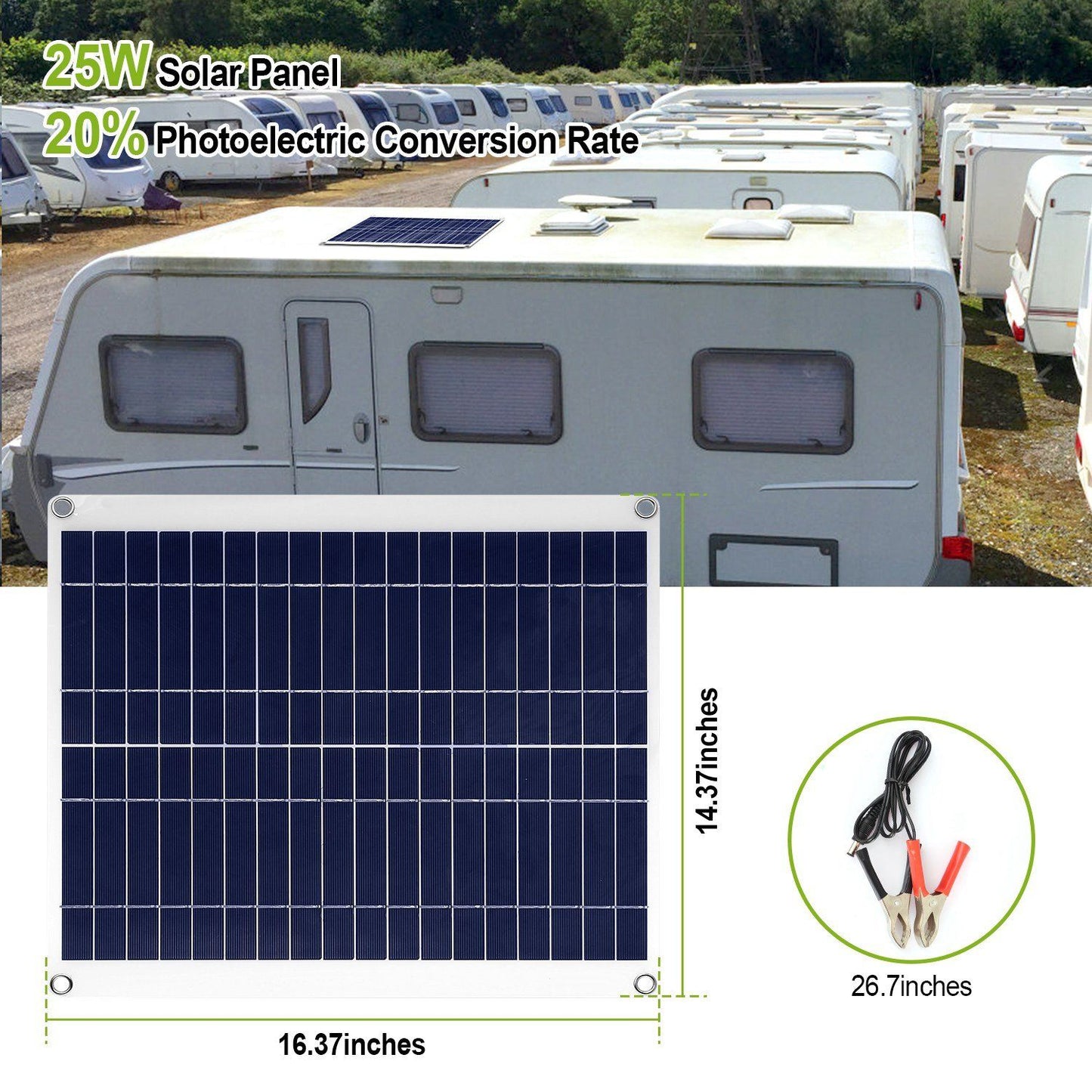 Rynx | Outdoor solar panel 12V 25W car battery charger