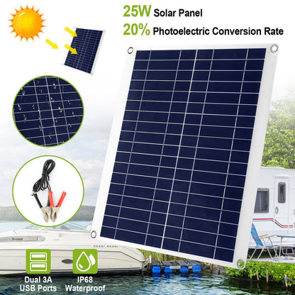 Rynx | Outdoor solar panel 12V 25W car battery charger