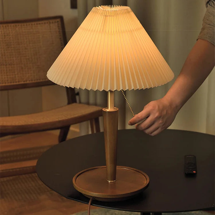 Rynx | GrainGlow Vintage Table Lamp made of Pleated Wood | Stylish Lighting | Perfect for Home