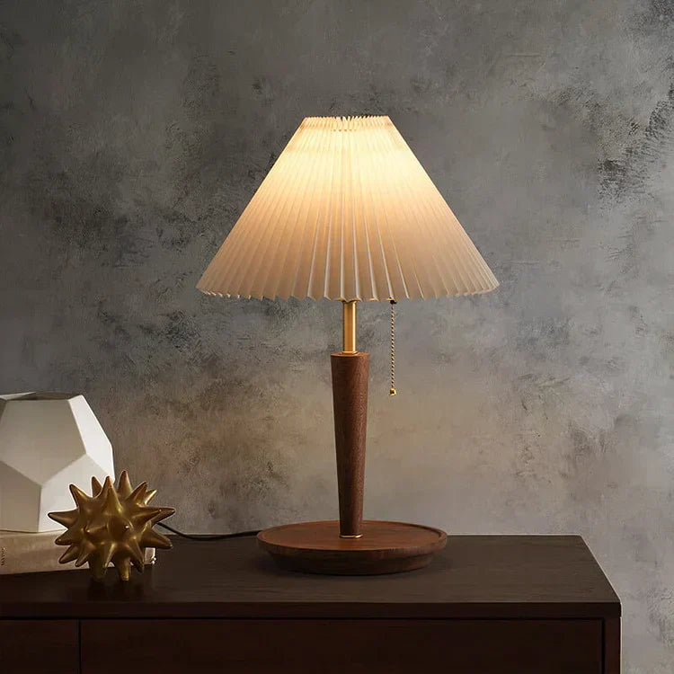 Rynx | GrainGlow Vintage Table Lamp made of Pleated Wood | Stylish Lighting | Perfect for Home