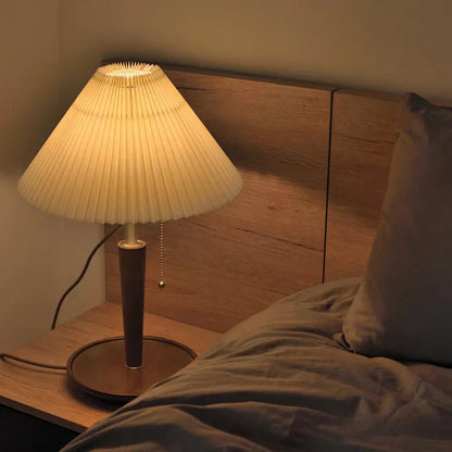 Rynx | GrainGlow Vintage Table Lamp made of Pleated Wood | Stylish Lighting | Perfect for Home