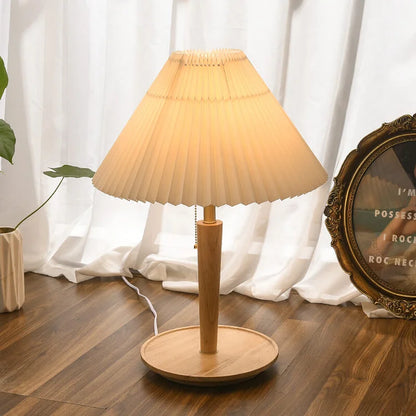 Rynx | GrainGlow Vintage Table Lamp made of Pleated Wood | Stylish Lighting | Perfect for Home