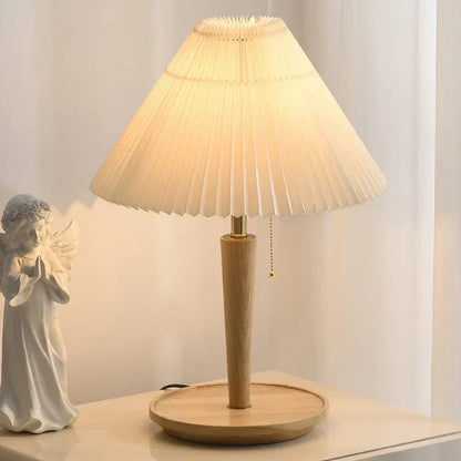 Rynx | GrainGlow Vintage Table Lamp made of Pleated Wood | Stylish Lighting | Perfect for Home