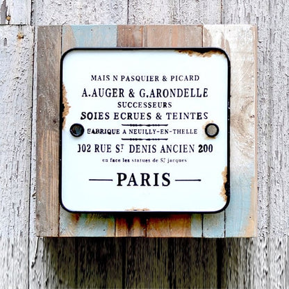Rynx | Enamel Paris sign with wooden back