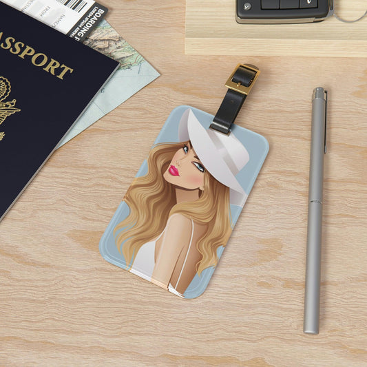 Rynx | Personalized Peekaboo Acrylic Luggage Tag with Premium Leather Strap