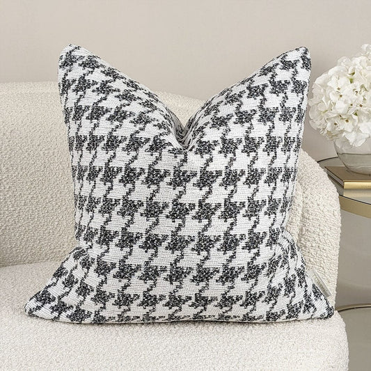 Rynx | Phoebe Monochrome Houndstooth Patterned Cushions - 50x50cm
