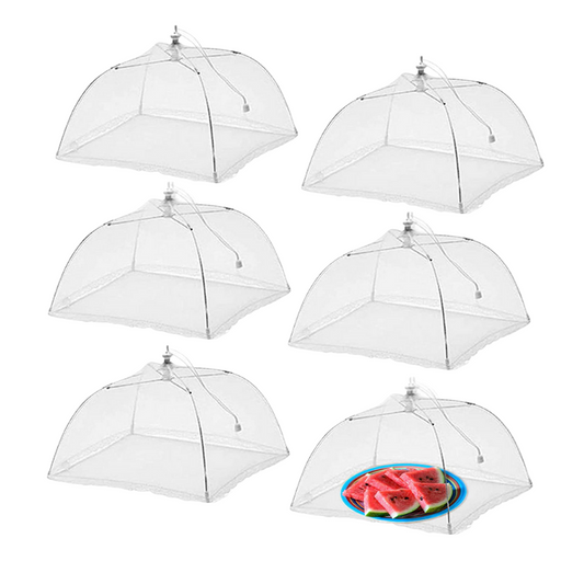 Rynx | Simply Genius (6 pack) Large and Tall 17x17 Pop-Up Mesh Food Covers Tent Umbrella for Outdoors, Screen Tents, Parties Picnics, BBQs, Reusable and Collapsible