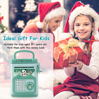 Rynx | Piggy Bank Play Money Box with Password, Fingerprint Voice Signal for 3+ Years Gold