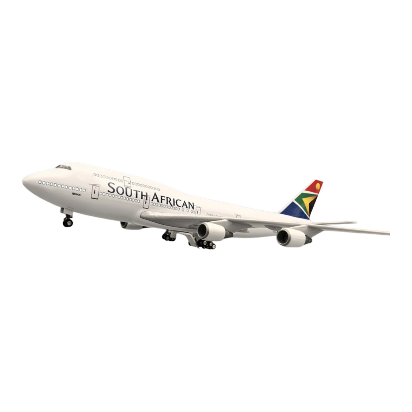 Rynx | South African Airways Boeing 747-300 ZS-SAK Model Aircraft 45 cm - 1:150 Resin/Metal Alloy Cast Jet with Display Stand