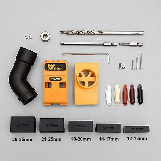 Rynx | Pocket Hole Jig Kit System Woodworking Angled Hole Locator Punch Locator W/ Step Drill & Accessories