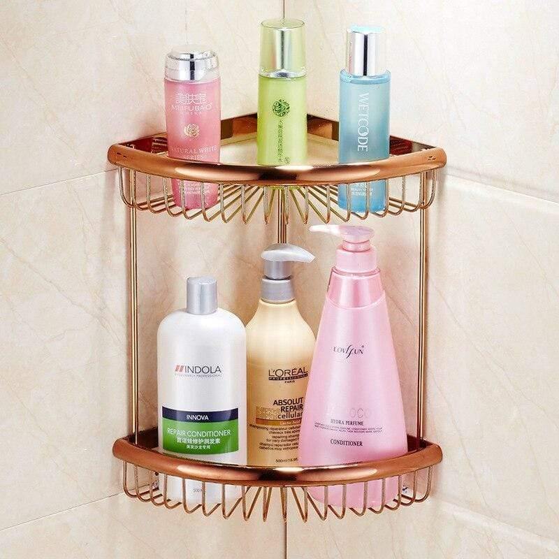 Rynx | Gold Bathroom Accessories Brass Wall Mounted Toilet Brush Paper Towel Holder Shelf Glass Shelf Bath Hardware Set