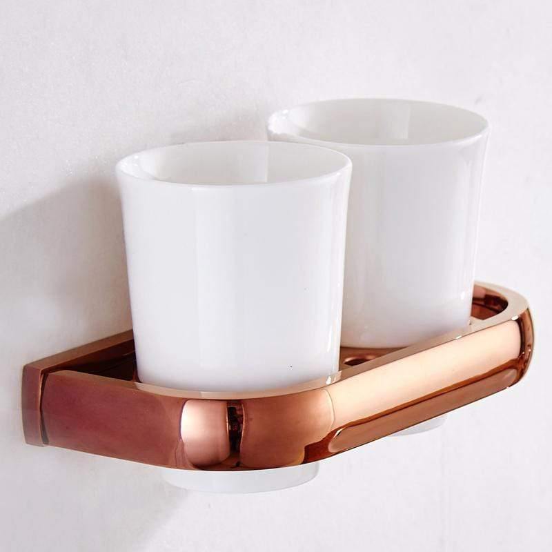 Rynx | Gold Bathroom Accessories Brass Wall Mounted Toilet Brush Paper Towel Holder Shelf Glass Shelf Bath Hardware Set
