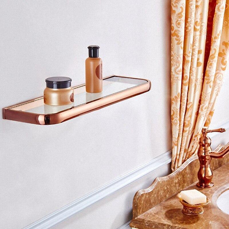 Rynx | Gold Bathroom Accessories Brass Wall Mounted Toilet Brush Paper Towel Holder Shelf Glass Shelf Bath Hardware Set