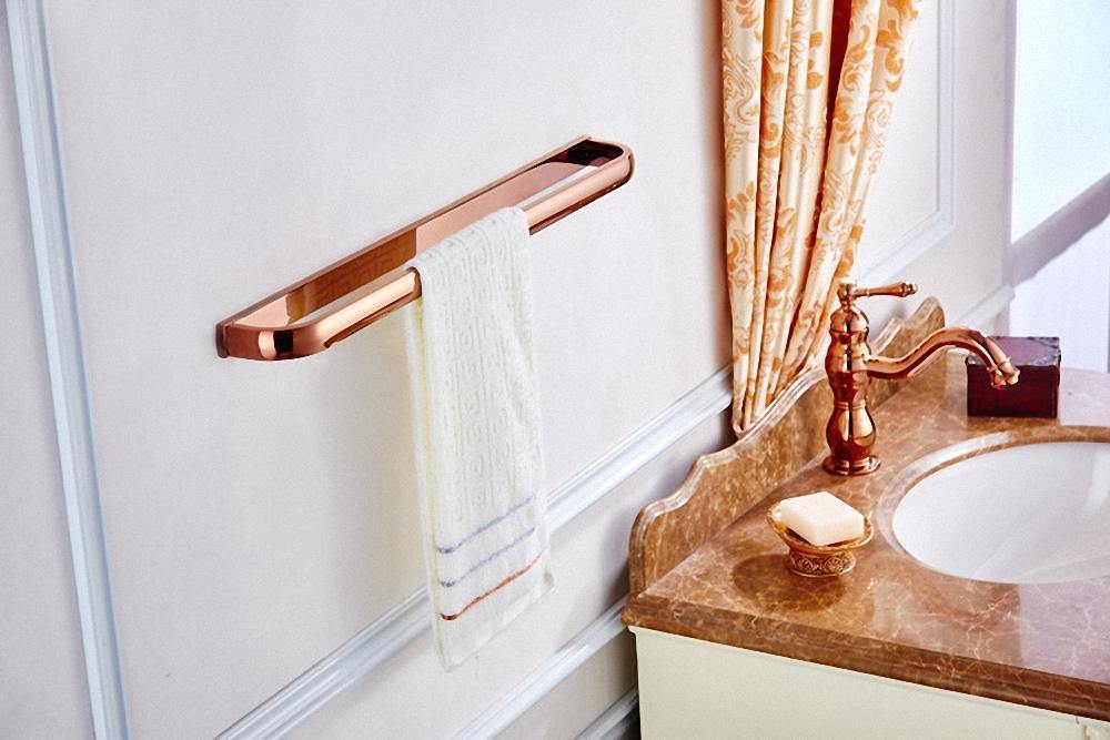 Rynx | Gold Bathroom Accessories Brass Wall Mounted Toilet Brush Paper Towel Holder Shelf Glass Shelf Bath Hardware Set
