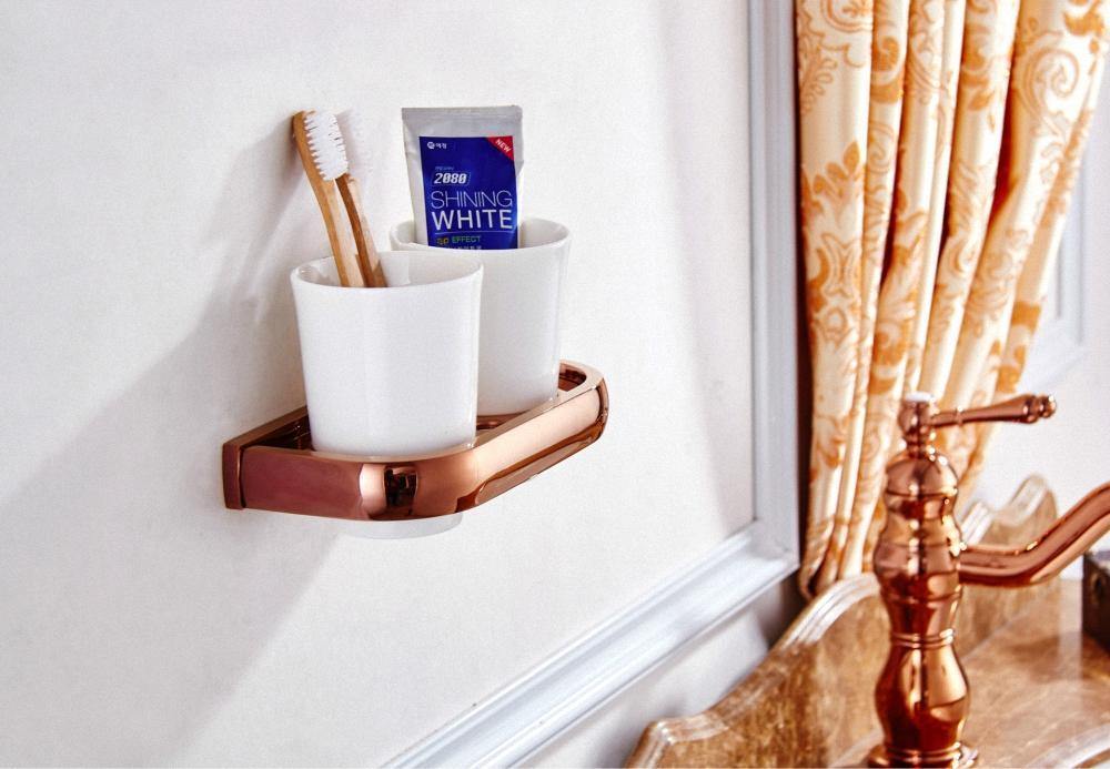 Rynx | Gold Bathroom Accessories Brass Wall Mounted Toilet Brush Paper Towel Holder Shelf Glass Shelf Bath Hardware Set