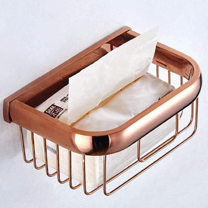 Rynx | Gold Bathroom Accessories Brass Wall Mounted Toilet Brush Paper Towel Holder Shelf Glass Shelf Bath Hardware Set