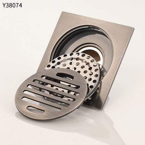 Rynx | Waste Antique Floor Drain 10cm Square Shower Brass Floor Drain Strip Linear With Hair Filter Shower Accessories Y38074 (Y38074)