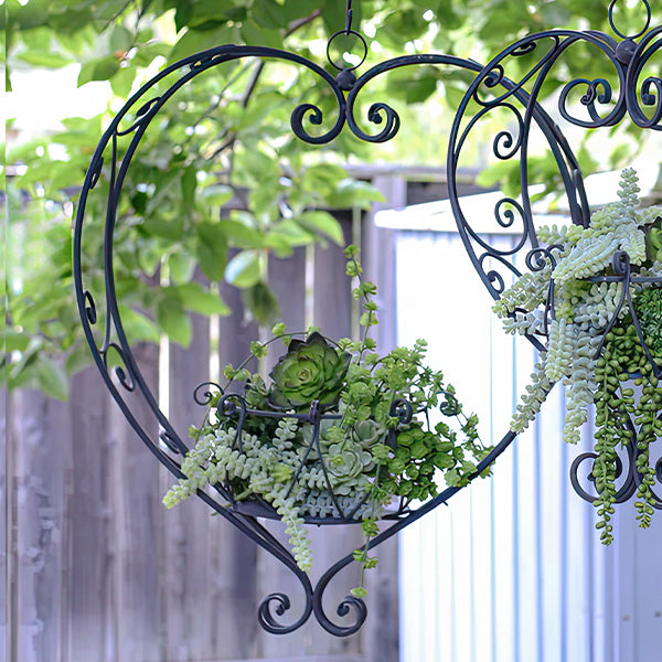 Rynx | Decorative Hanging Metal Heart-Shaped Plant Buckets, Set of Two
