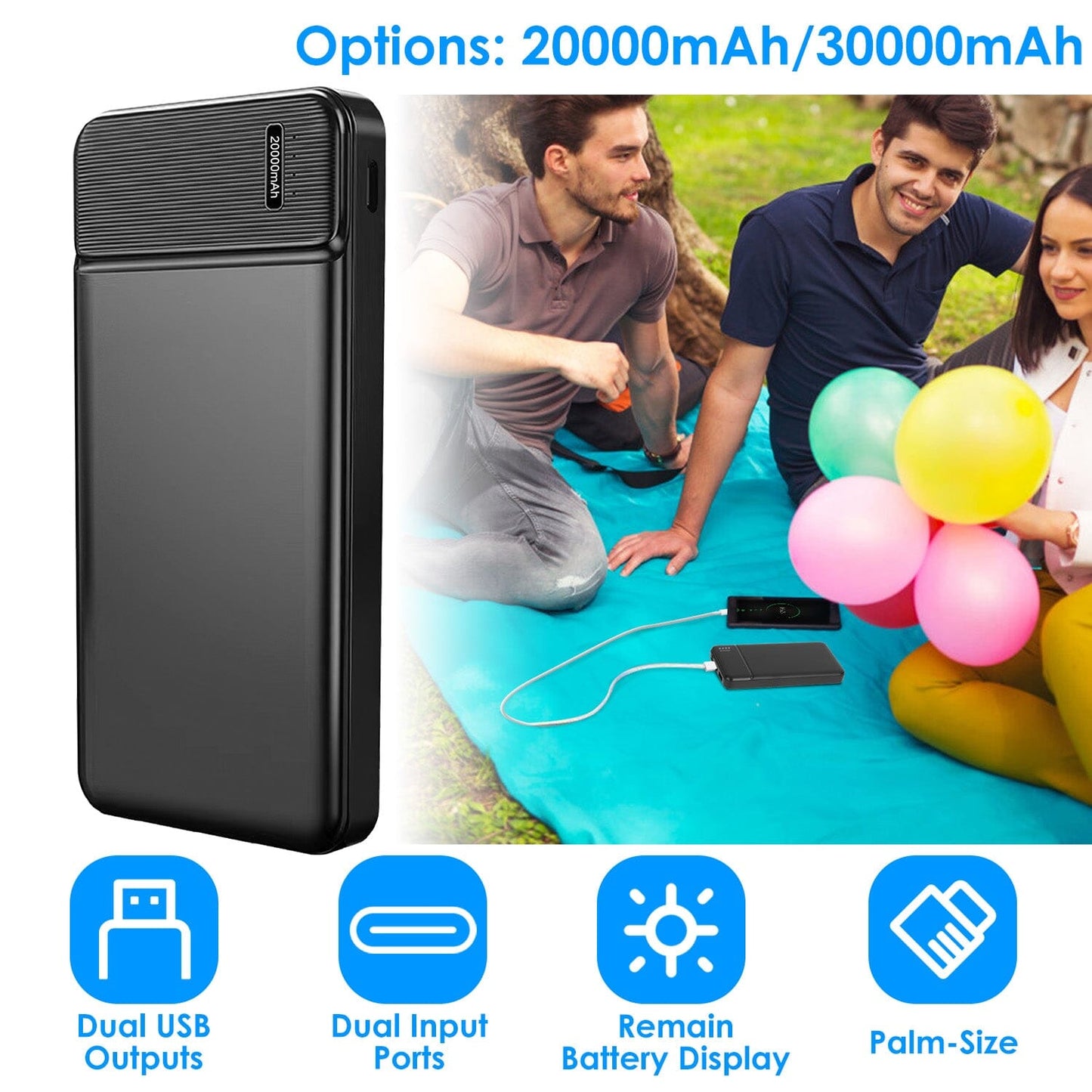 Rynx | Portable Power Bank Phone Charger with 1 Micro USB Cable