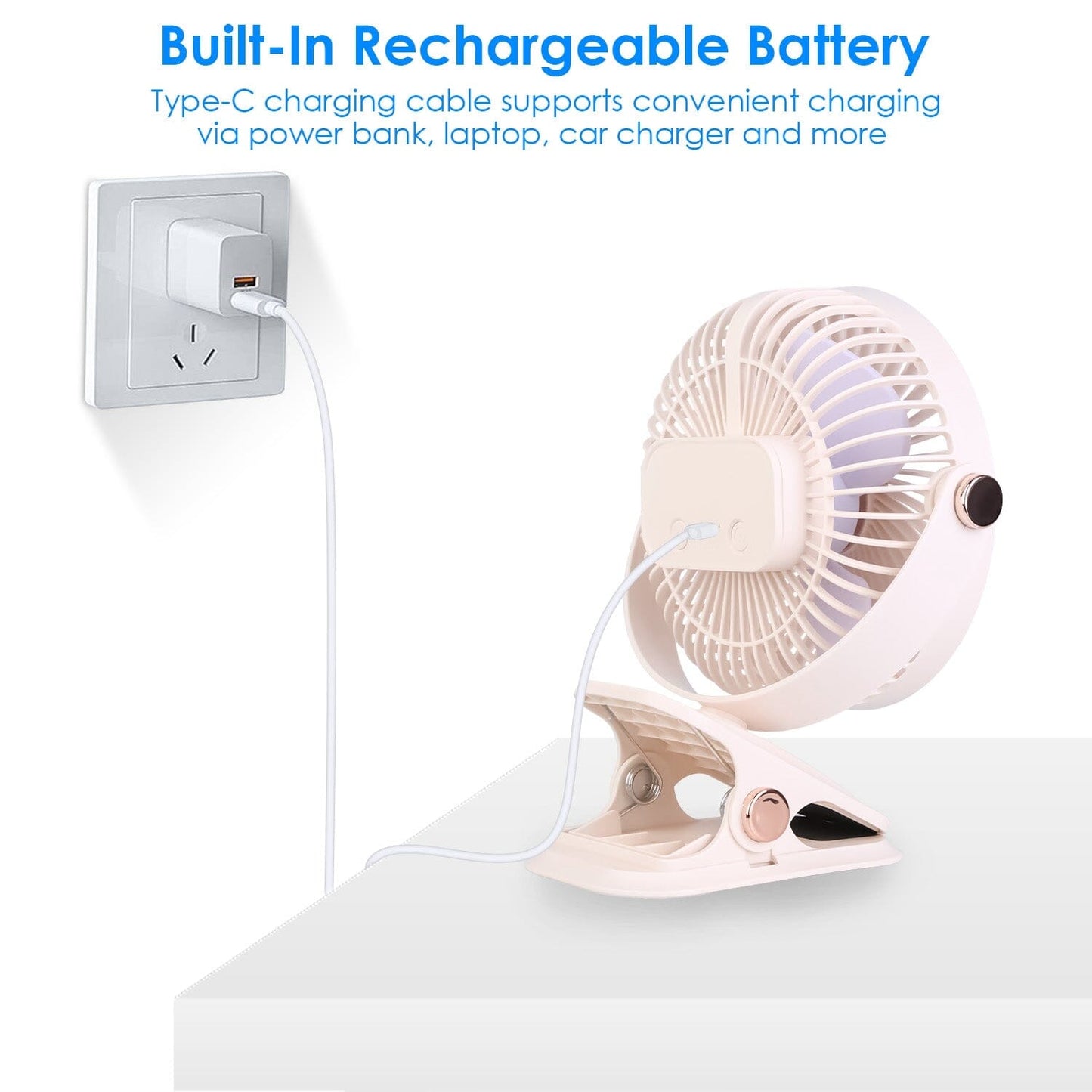 Rynx | Portable Quiet Rechargeable Clip Fan