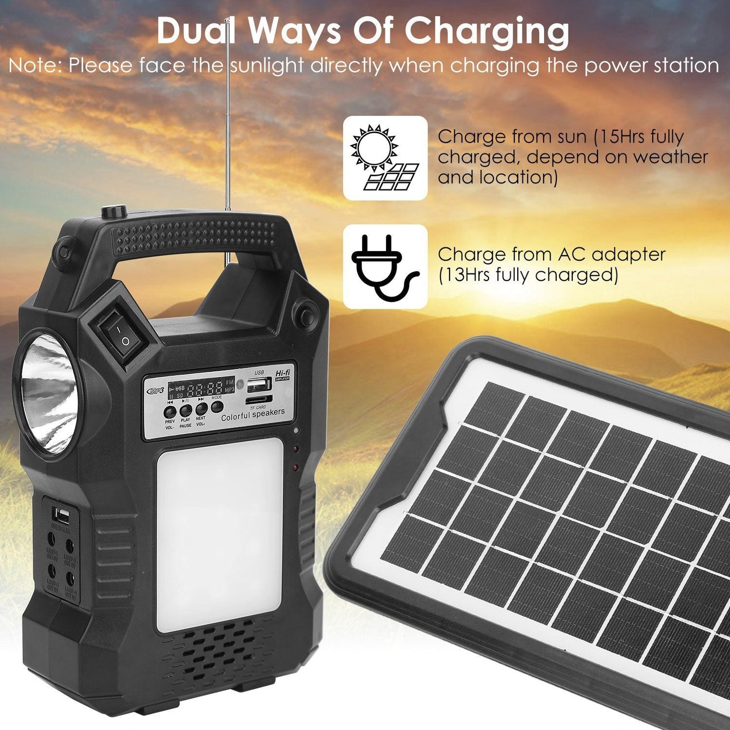 Rynx | Portable solar station with flashlight and 3 light bulbs