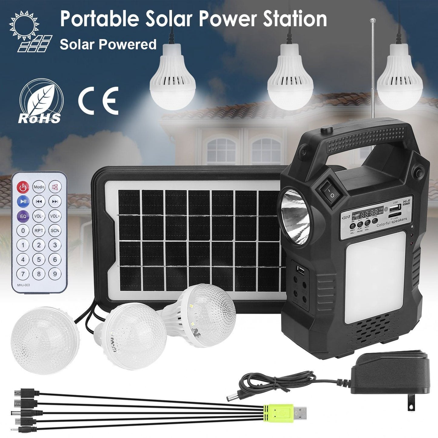 Rynx | Portable solar station with flashlight and 3 light bulbs