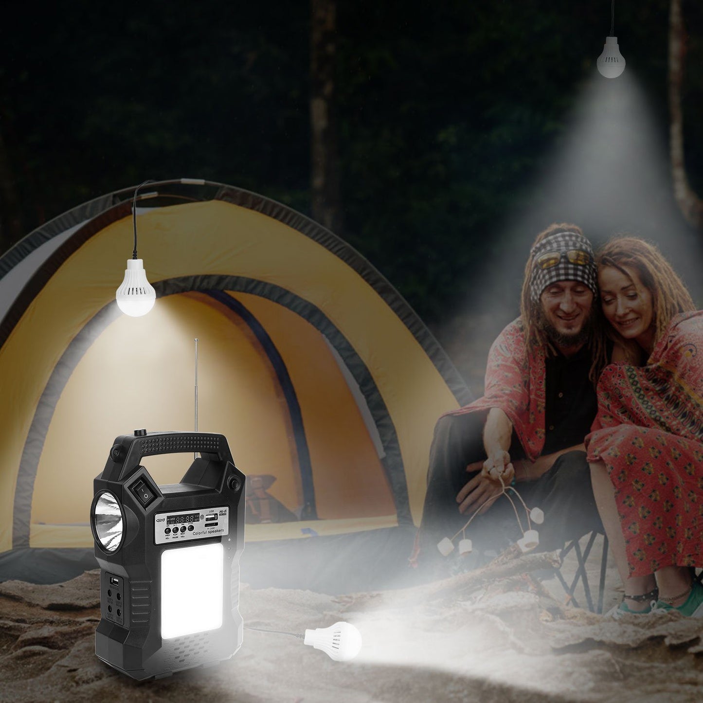 Rynx | Portable solar station with flashlight and 3 light bulbs