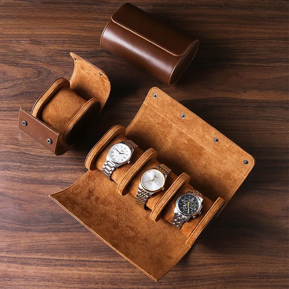 Rynx | Vintage Leather 3-Slot Men's Watch Box for Travel