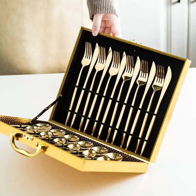 Rynx | Premium Cutlery Set - 24-Piece Stainless Steel - Perfect For Parties
