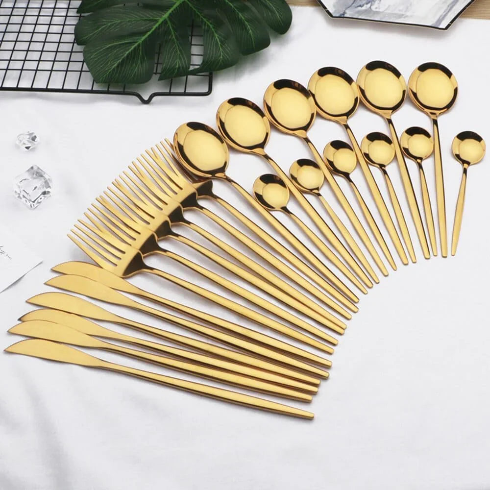 Rynx | Premium Cutlery Set - 24-Piece Stainless Steel - Perfect For Parties