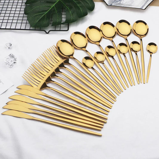 Rynx | Premium Cutlery Set - 24-Piece Stainless Steel - Perfect For Parties