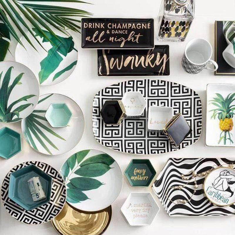 Rynx | JungleWave Tropical Ceramic Dinnerware | Exotic Design | High-Quality Plates & Bowls