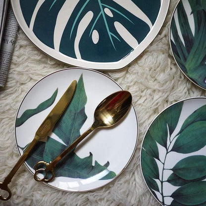 Rynx | JungleWave Tropical Ceramic Dinnerware | Exotic Design | High-Quality Plates & Bowls