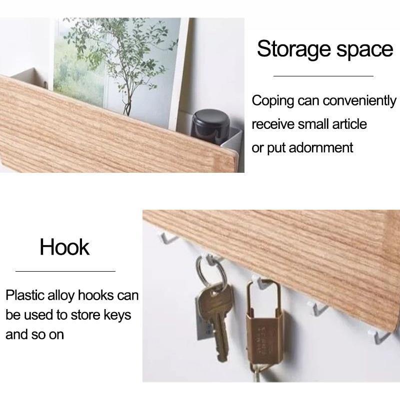 Rynx | KeyOrganize Wood Key Holder Wall Shelf | Multifunctional & Stylish | Wall Decor & Storage