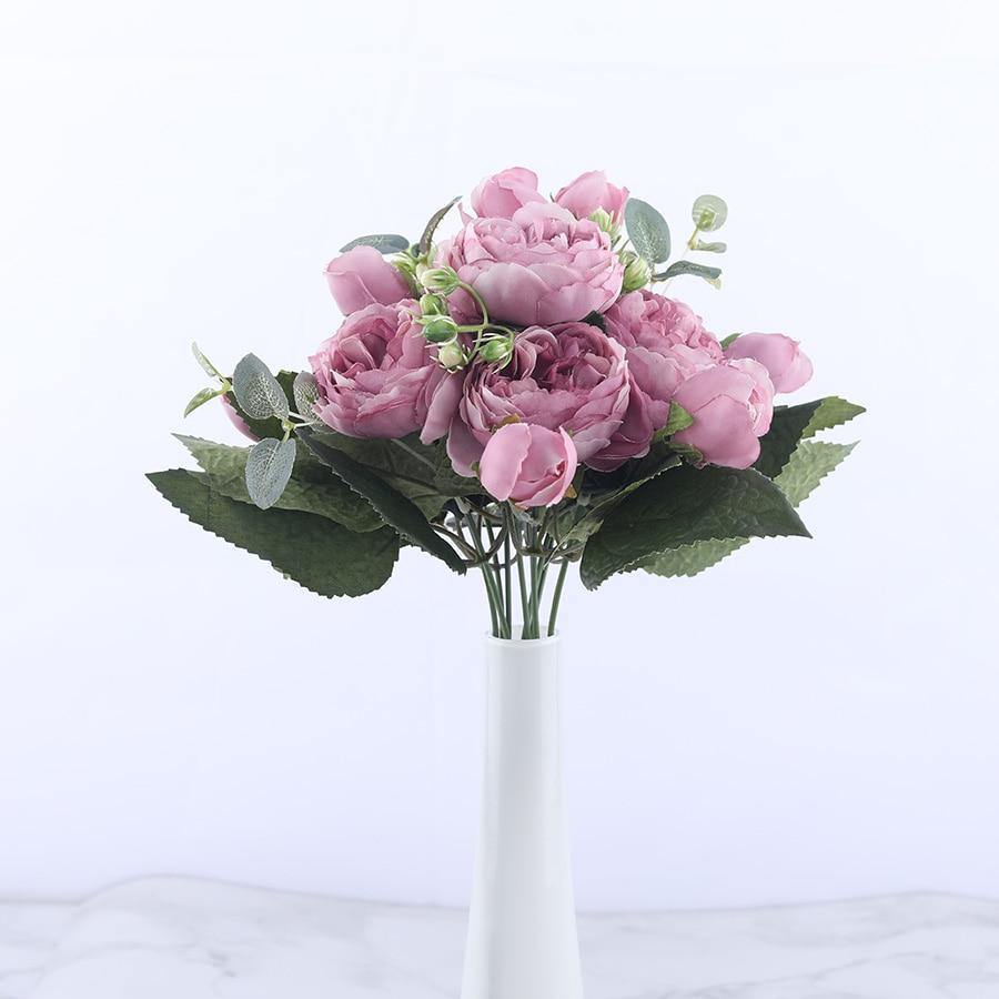 Rynx | BloomCraft Silk Peony Set | 9 pieces | Artificial Flowers for Elegant Decoration