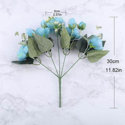 Rynx | BloomCraft Silk Peony Set | 9 pieces | Artificial Flowers for Elegant Decoration