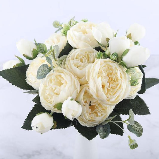 Rynx | BloomCraft Silk Peony Set | 9 pieces | Artificial Flowers for Elegant Decoration