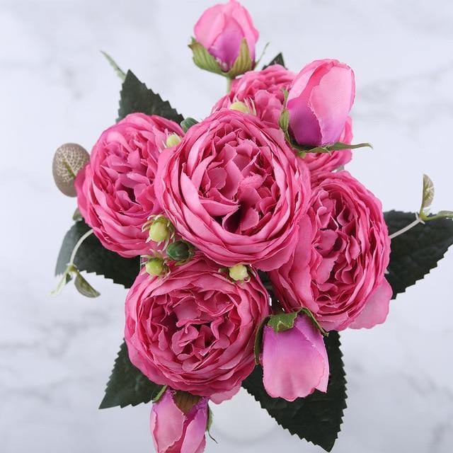 Rynx | BloomCraft Silk Peony Set | 9 pieces | Artificial Flowers for Elegant Decoration