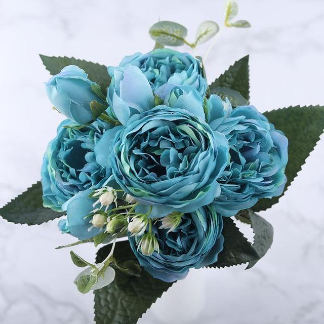 Rynx | BloomCraft Silk Peony Set | 9 pieces | Artificial Flowers for Elegant Decoration