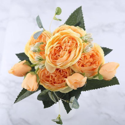 Rynx | BloomCraft Silk Peony Set | 9 pieces | Artificial Flowers for Elegant Decoration