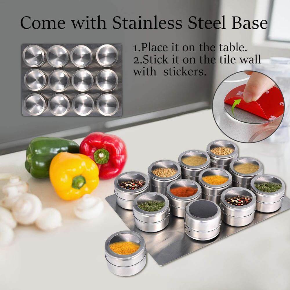 Rynx | Magnetic Stainless Steel Seasoning Spice Jar Set