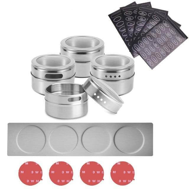 Rynx | Magnetic Stainless Steel Seasoning Spice Jar Set