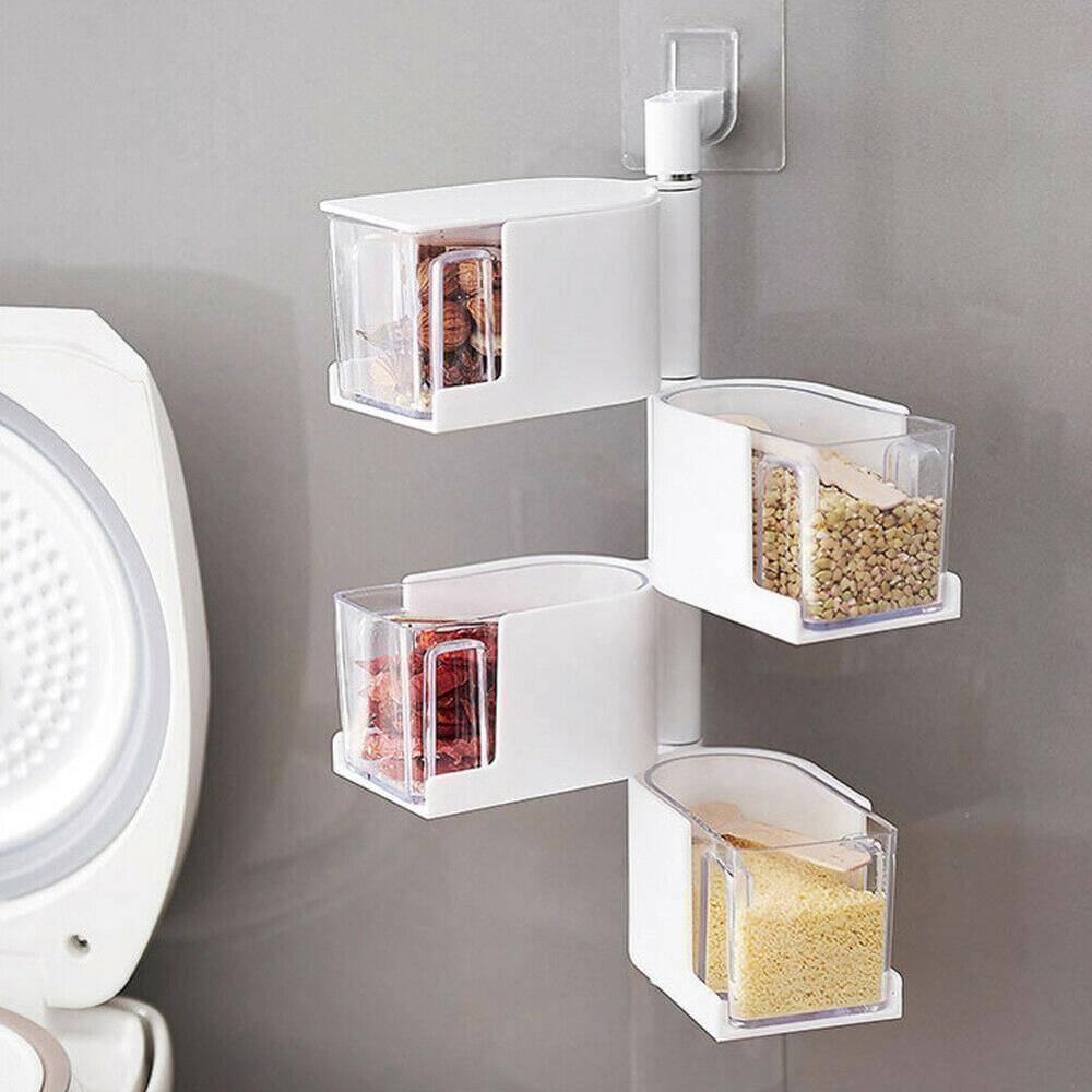 Rynx | Layered Wall Mounted Rotating Seasoning Storage Organizer Boxes